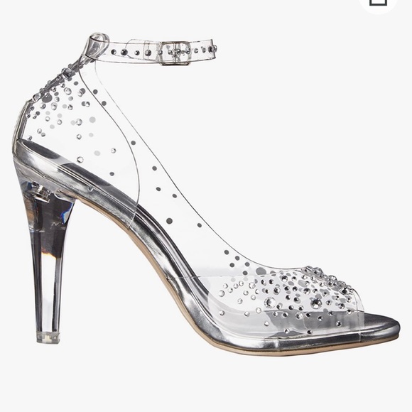 Clear rhinestone embellished heels size 9. - Picture 3 of 6